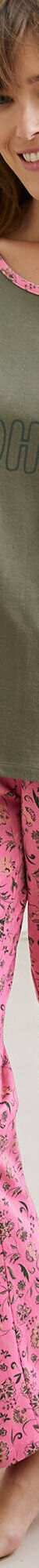 Pantalon pyjama imprimé fleuri  "Bohème" (rose indien / kaki) Pantalon pyjama imprimé fleuri  "Bohème" (rose indien / kaki)
